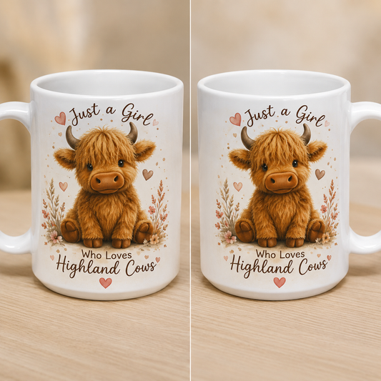 Highland Cow Plush & Mug Gift Set Matching Highland Cow Teddy & Mug Gift for Highland Cow Lovers LK22 Designs