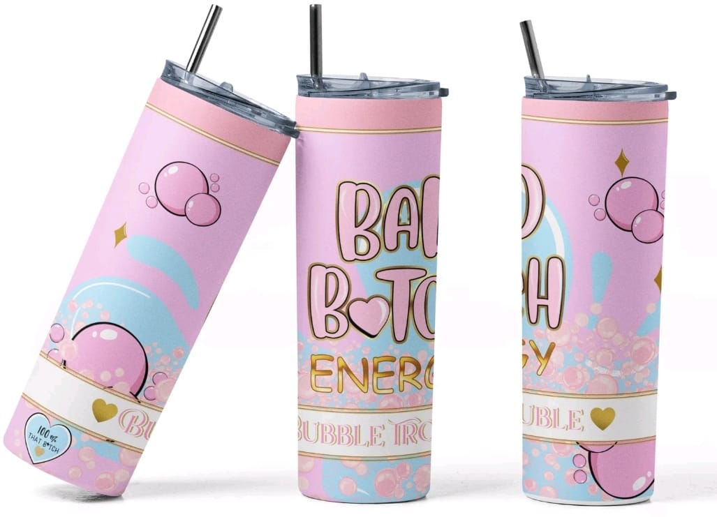 LK22Designs Bad Bitch Bubble Water Bottle tumbler
