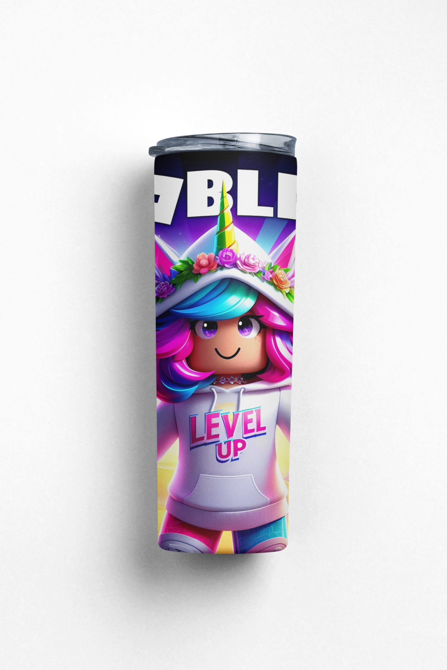 LK22Designs Girls gaming Roblox Inspired 600 ml stainless steel water bottle with straw and straw cleaner girls gaming, gift idea