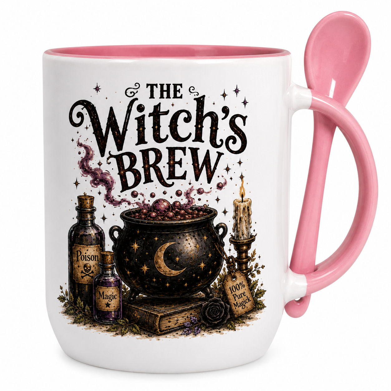 Day 18/177 | The Witch’s Brew Spoon Mug | Halloween Mug with Matching Spoon | Witch Coffee Mug | Autumn Gift | LK22 Designs