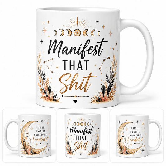 Day 12 of 177 Manifest That Sh#t Celestial Mug Funny Motivational Coffee Mug Gift for Boss Babe, Entrepreneur & Manifestation Lover