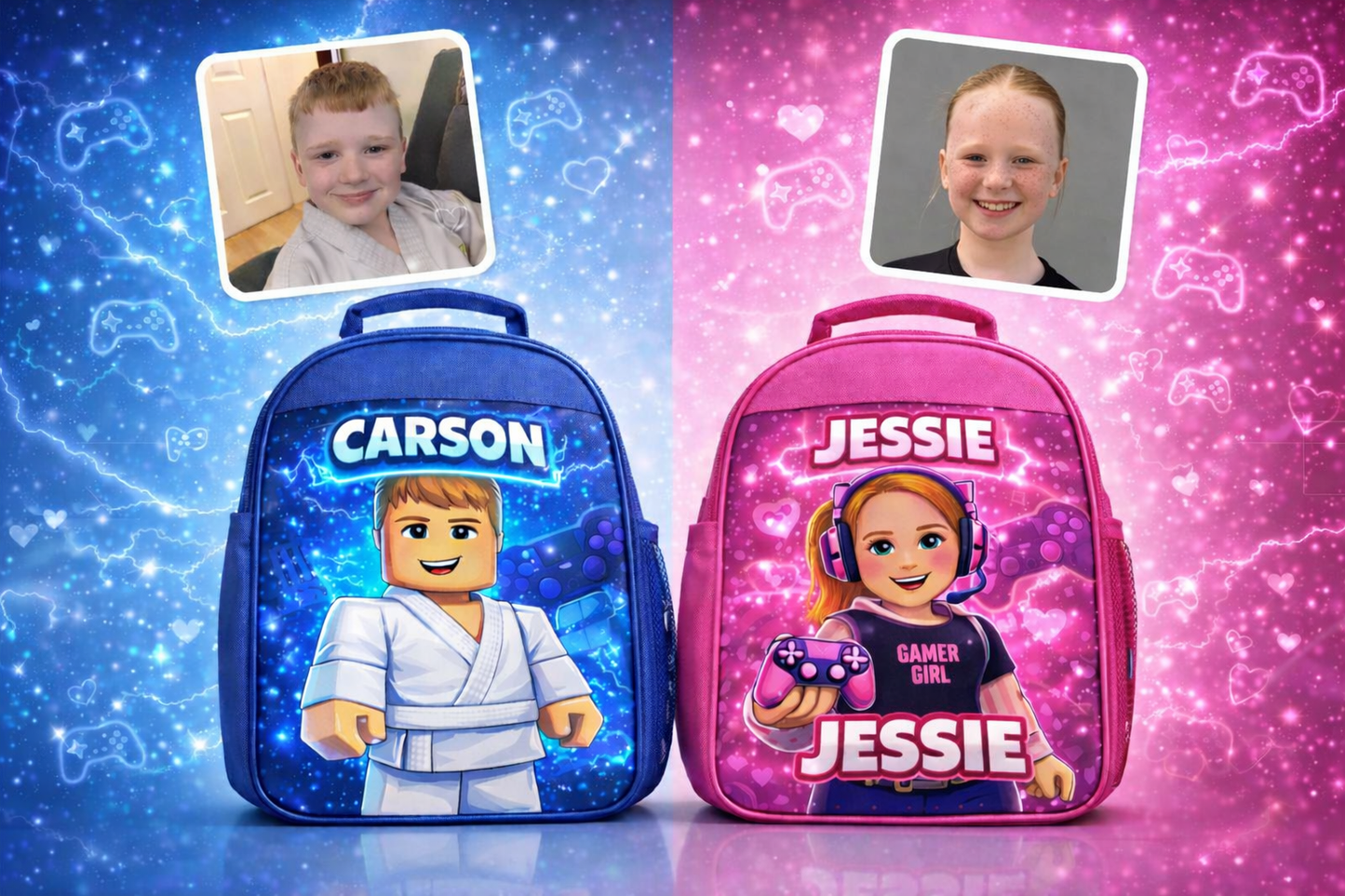 👉 Personalised Gaming Avatar Lunch Bag for Kids | Custom Name & Photo Design