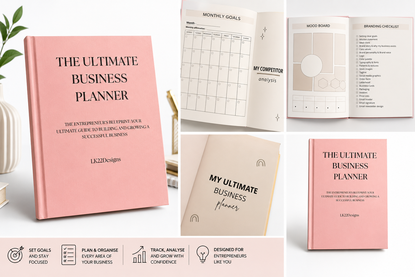 The Ultimate Business Planner – Undated Small Business Planner | LK22Designs Hardback planner book Manifestation Dream