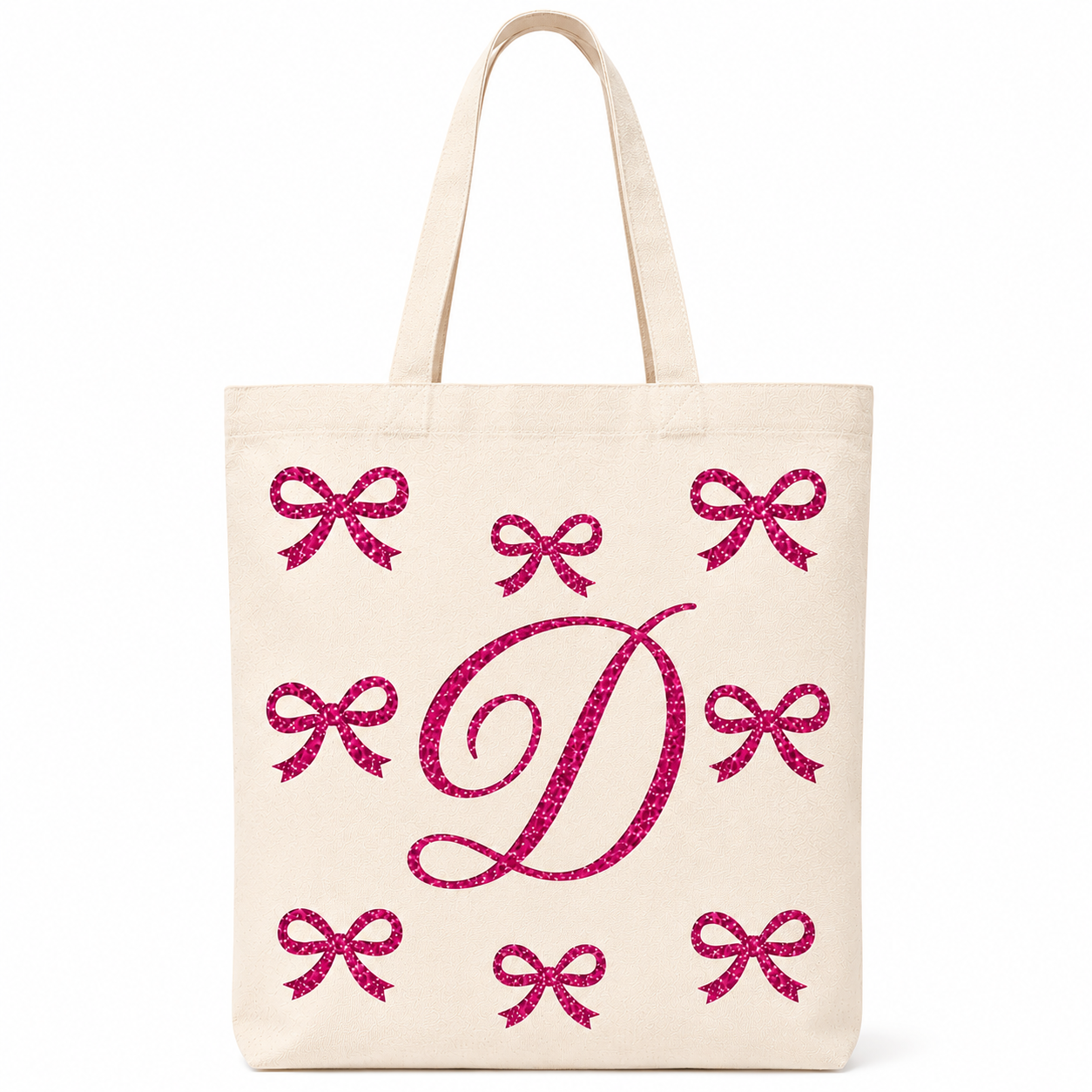 ✨ Day 5/177 🎉 Personalised Glitter Bow Initial Tote Bag! 🎀👜