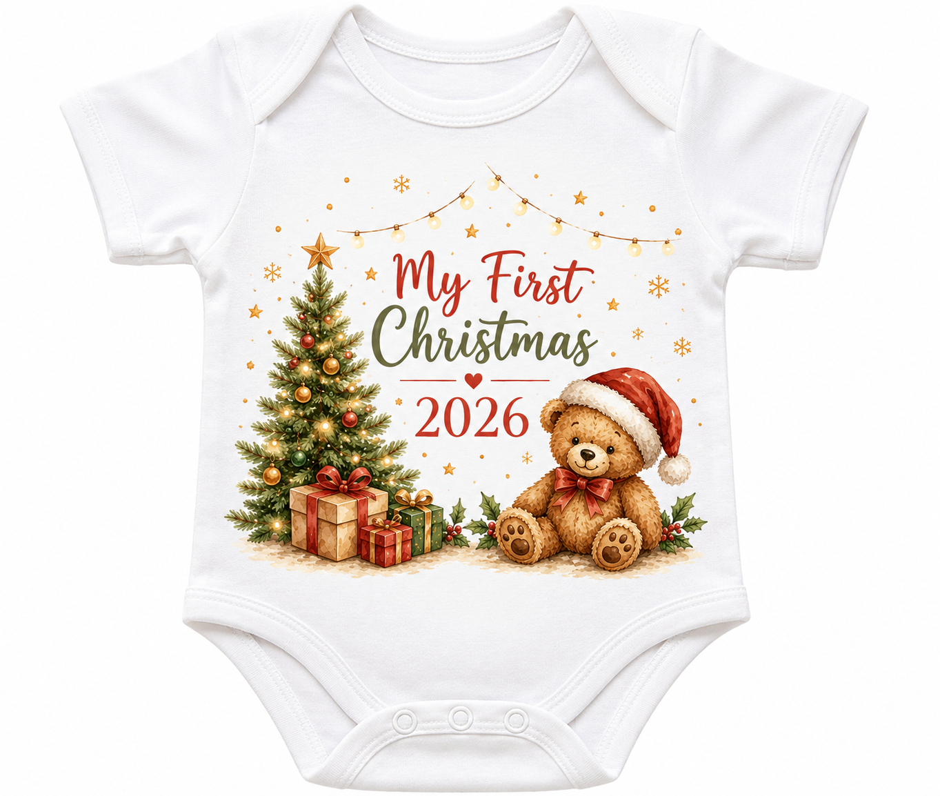 Day 13/177 | My First Christmas 2026 Baby Vest | Vintage Watercolour Teddy Christmas Bodysuit | Baby’s First Christmas Outfit | Newborn Christmas Gift
