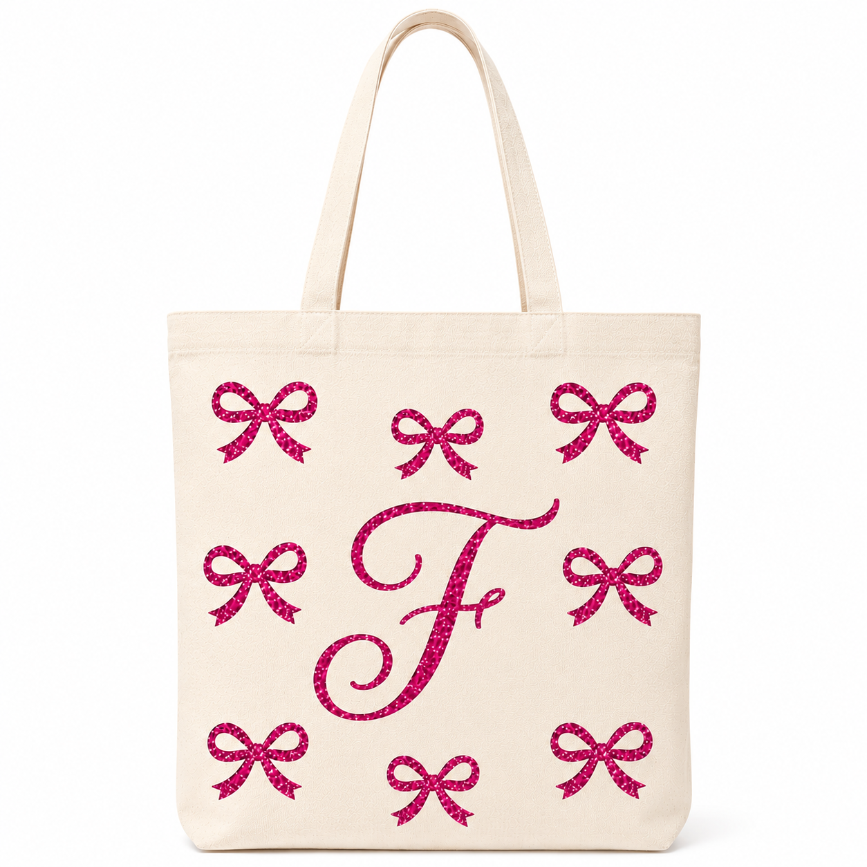 ✨ Day 5/177 🎉 Personalised Glitter Bow Initial Tote Bag! 🎀👜