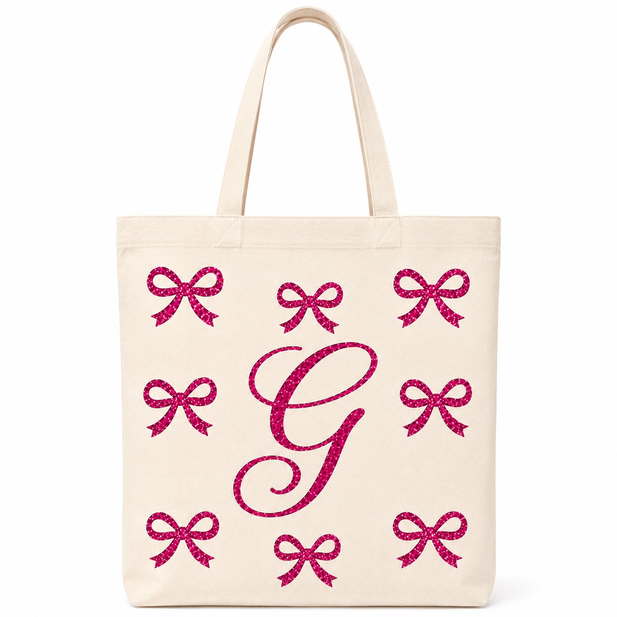 ✨ Day 5/177 🎉 Personalised Glitter Bow Initial Tote Bag! 🎀👜
