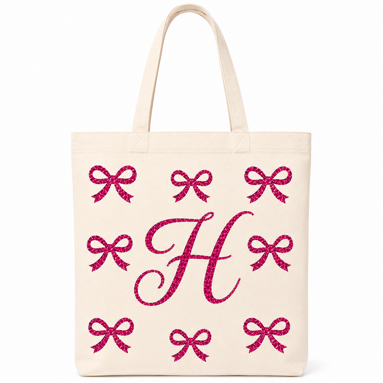 ✨ Day 5/177 🎉 Personalised Glitter Bow Initial Tote Bag! 🎀👜