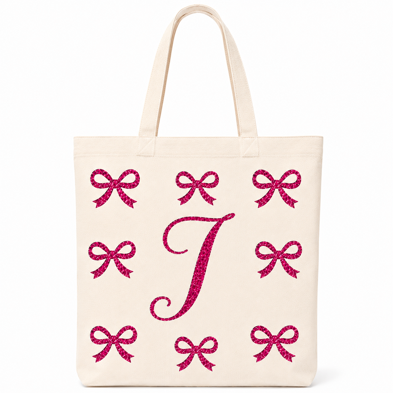 ✨ Day 5/177 🎉 Personalised Glitter Bow Initial Tote Bag! 🎀👜