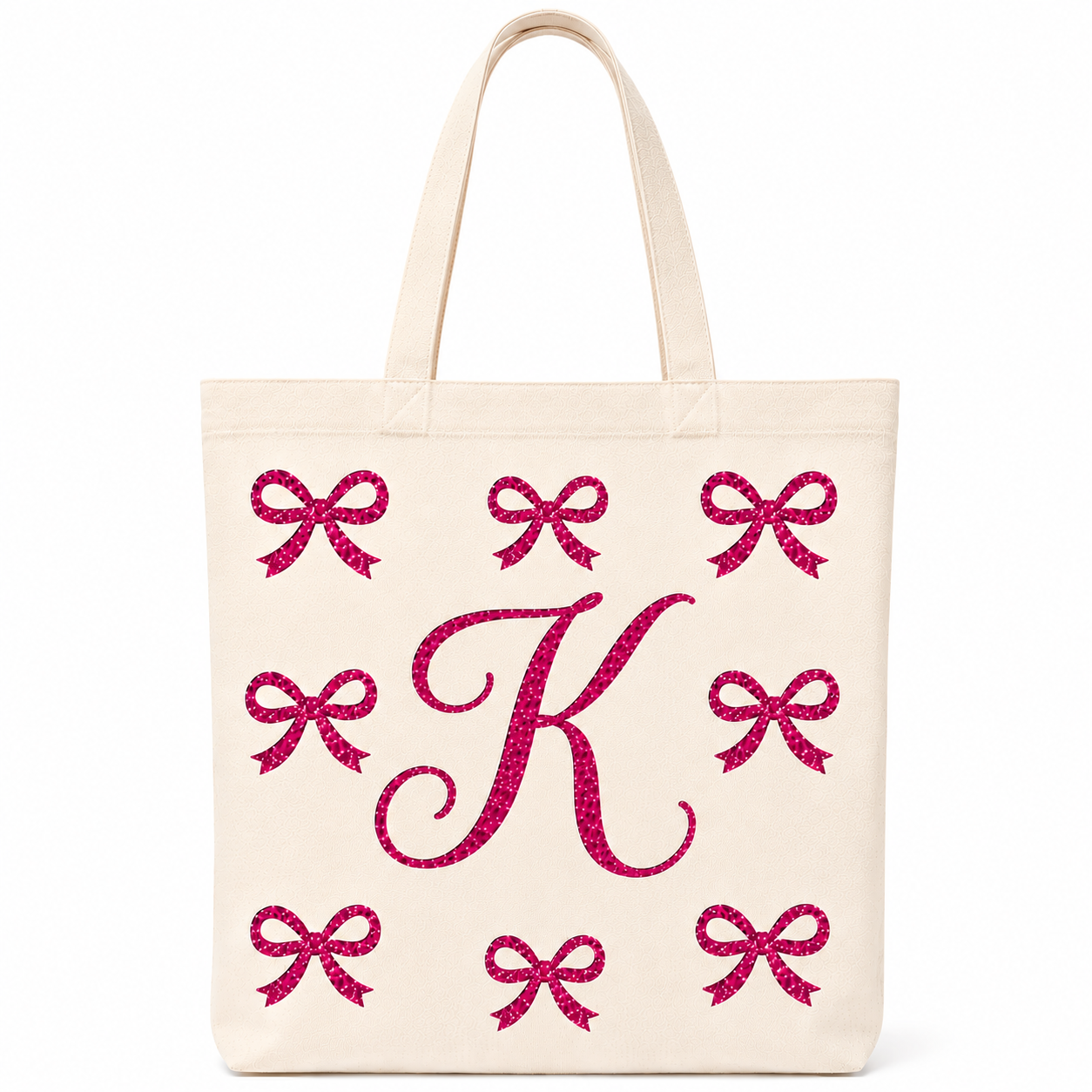 ✨ Day 5/177 🎉 Personalised Glitter Bow Initial Tote Bag! 🎀👜