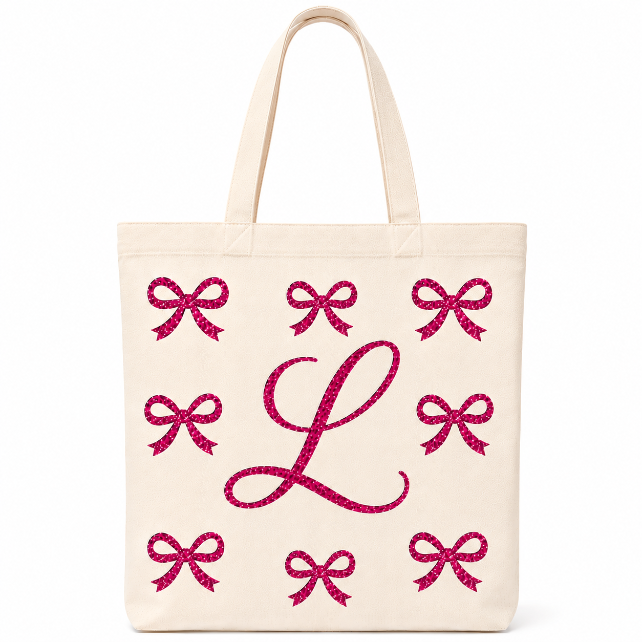 ✨ Day 5/177 🎉 Personalised Glitter Bow Initial Tote Bag! 🎀👜