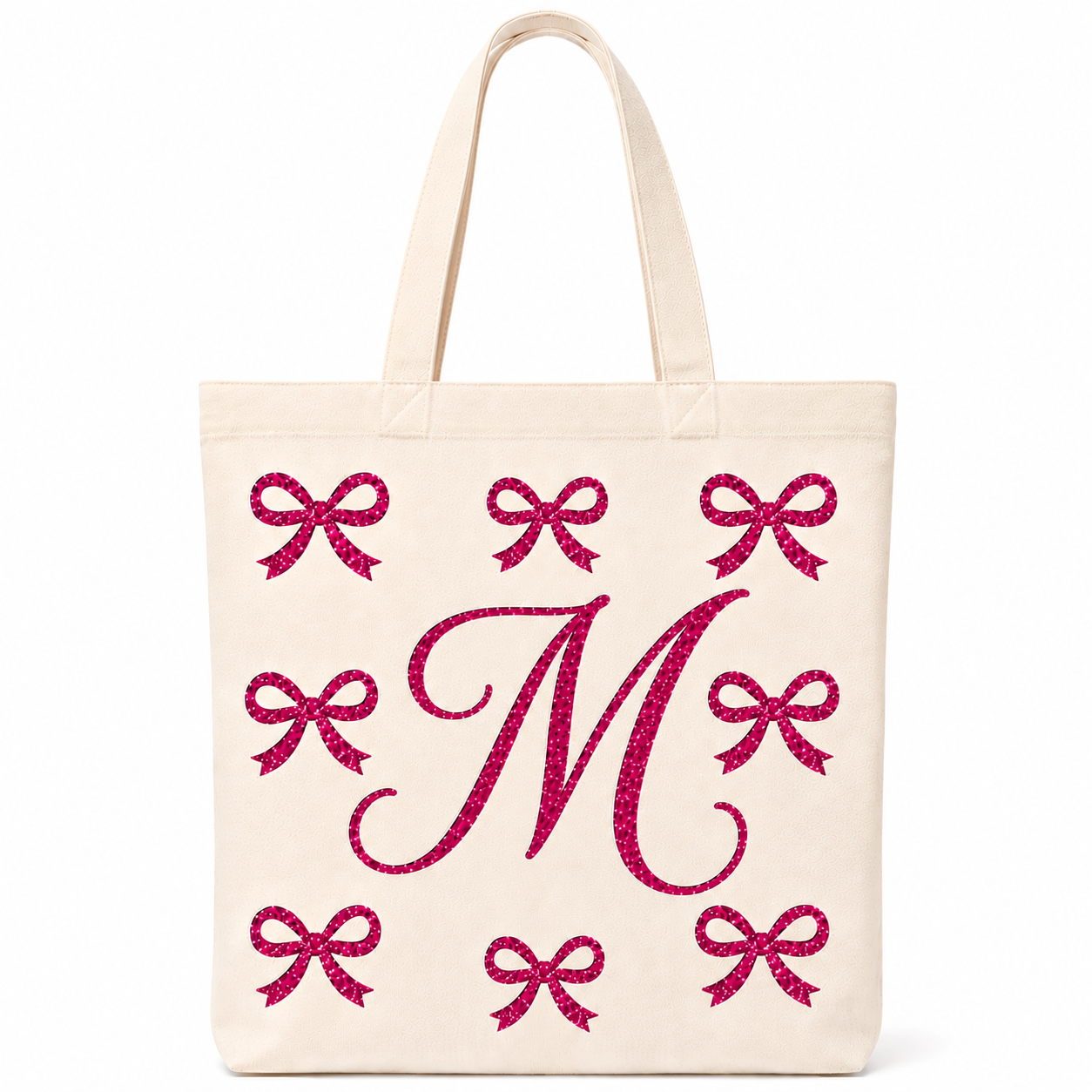 ✨ Day 5/177 🎉 Personalised Glitter Bow Initial Tote Bag! 🎀👜