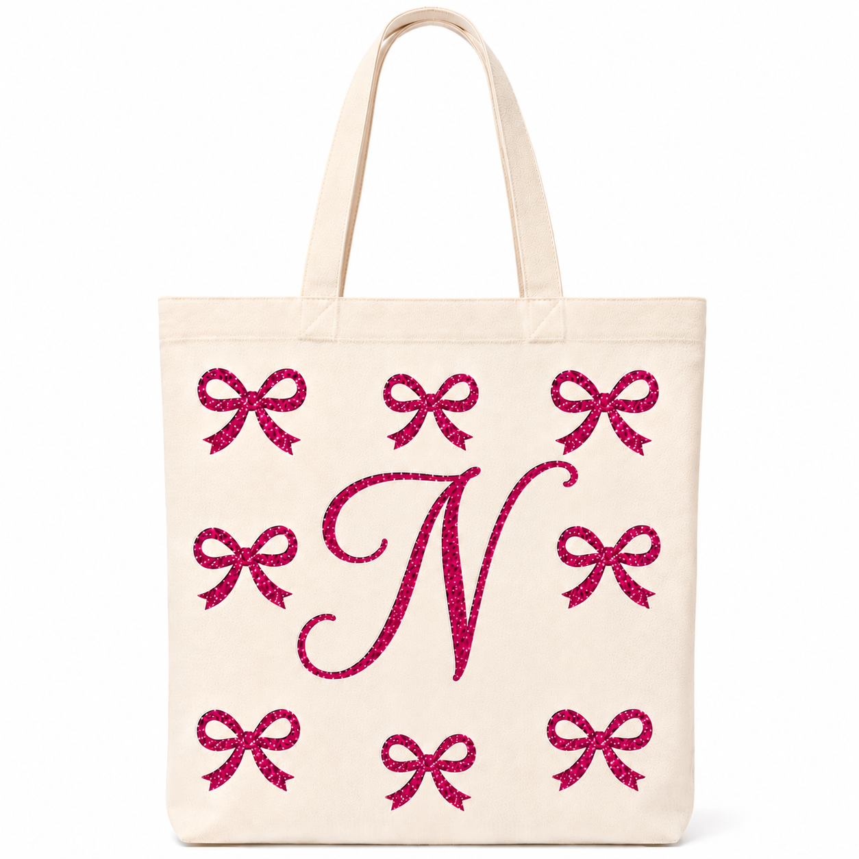 ✨ Day 5/177 🎉 Personalised Glitter Bow Initial Tote Bag! 🎀👜