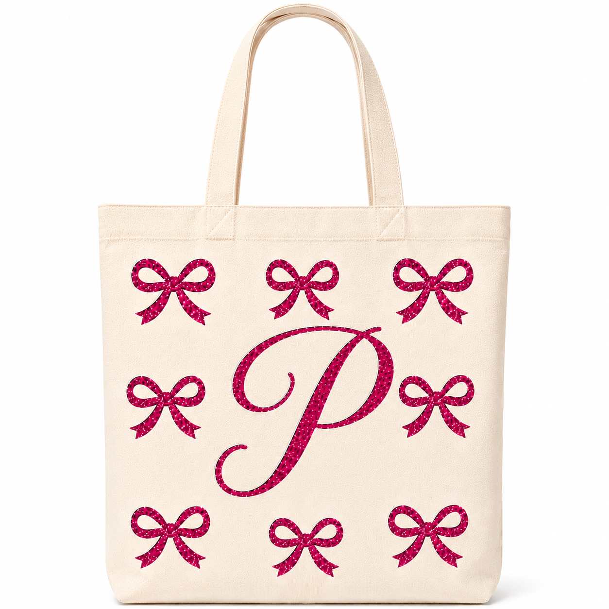 ✨ Day 5/177 🎉 Personalised Glitter Bow Initial Tote Bag! 🎀👜