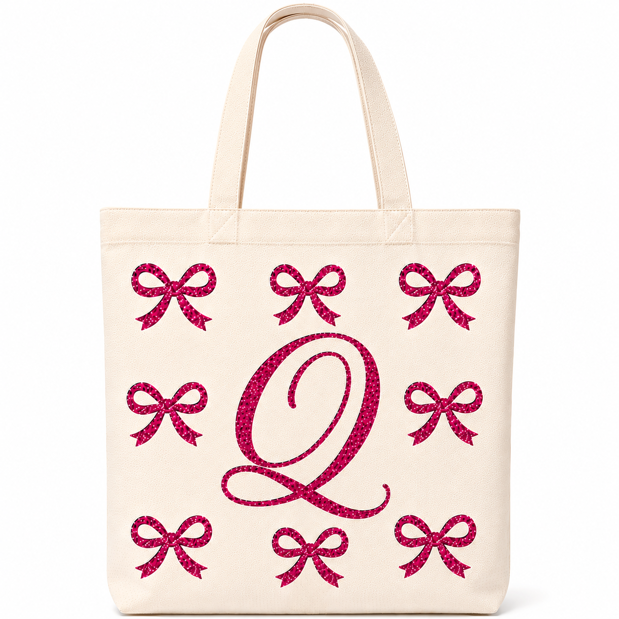 ✨ Day 5/177 🎉 Personalised Glitter Bow Initial Tote Bag! 🎀👜
