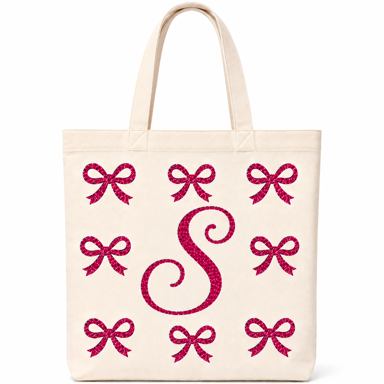 ✨ Day 5/177 🎉 Personalised Glitter Bow Initial Tote Bag! 🎀👜