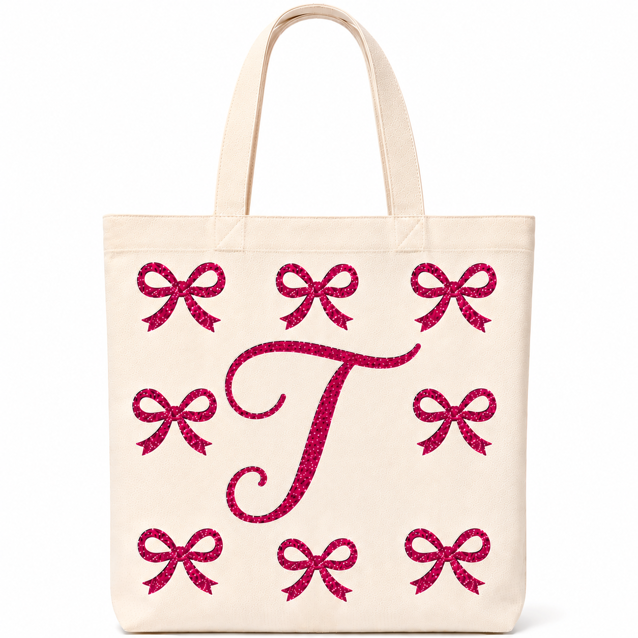 ✨ Day 5/177 🎉 Personalised Glitter Bow Initial Tote Bag! 🎀👜