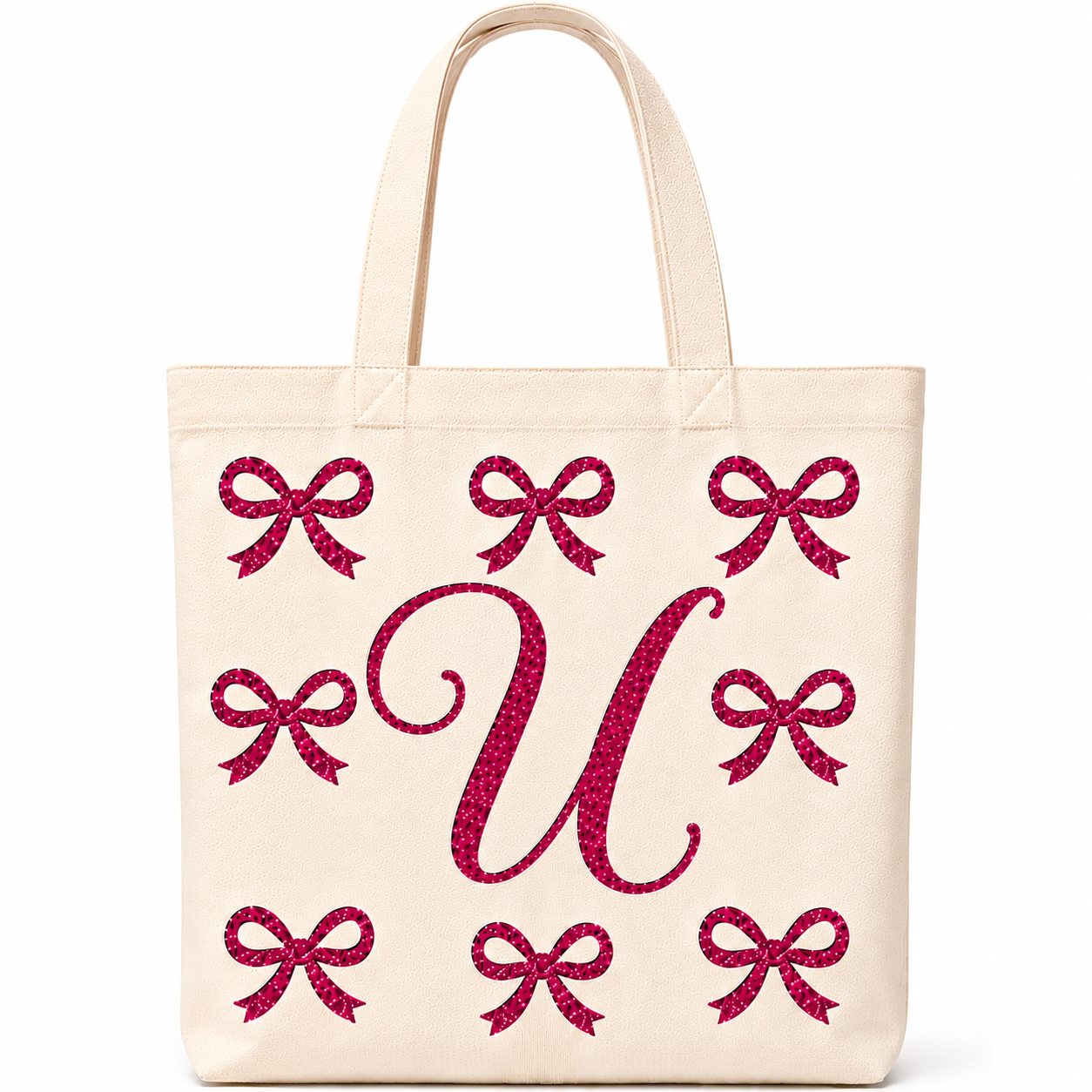 ✨ Day 5/177 🎉 Personalised Glitter Bow Initial Tote Bag! 🎀👜