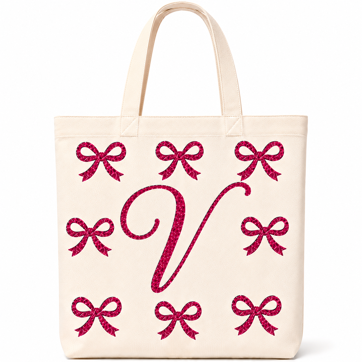 ✨ Day 5/177 🎉 Personalised Glitter Bow Initial Tote Bag! 🎀👜
