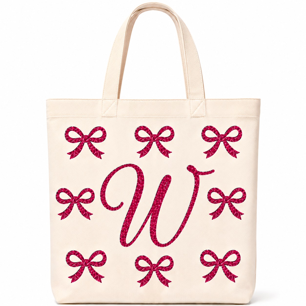 ✨ Day 5/177 🎉 Personalised Glitter Bow Initial Tote Bag! 🎀👜