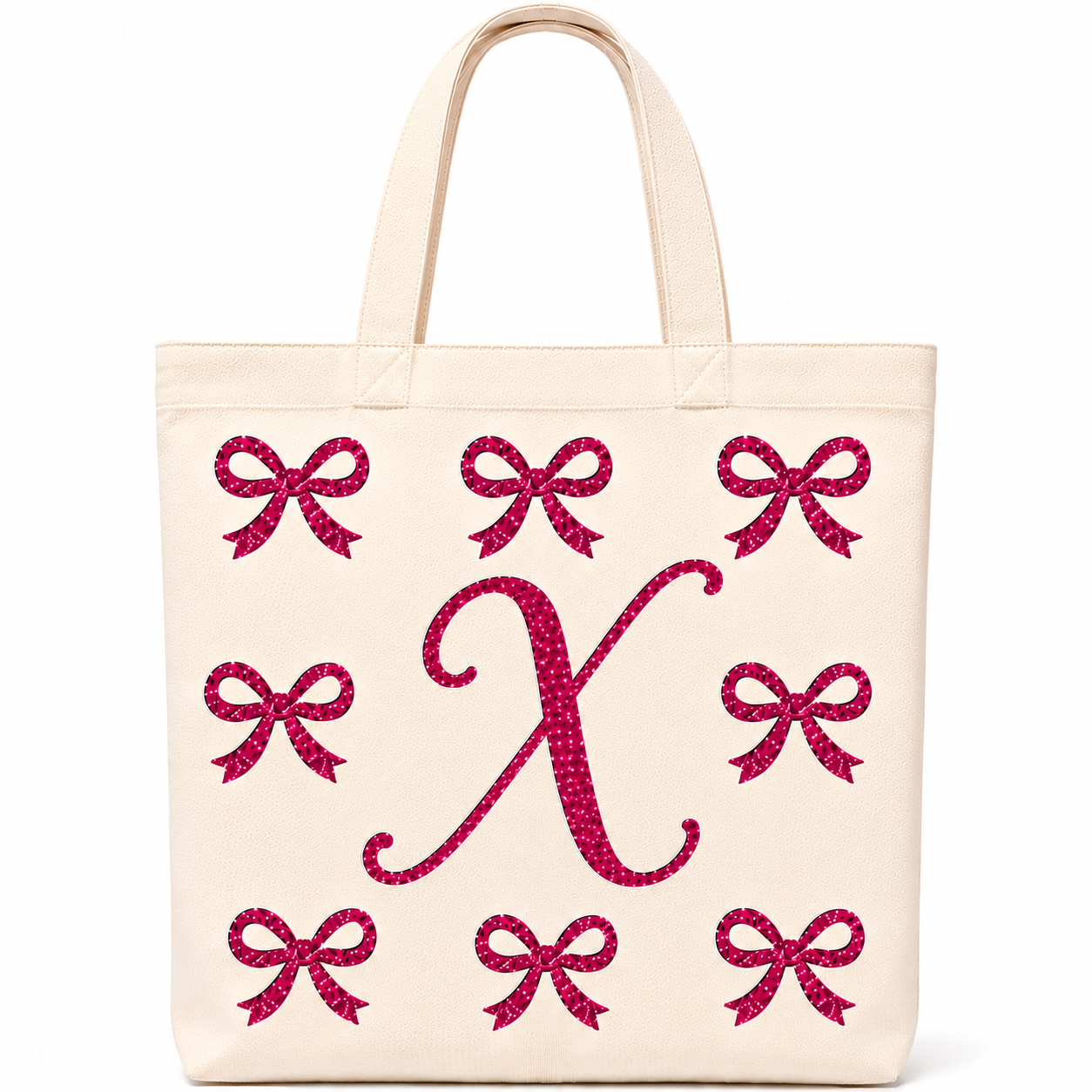 ✨ Day 5/177 🎉 Personalised Glitter Bow Initial Tote Bag! 🎀👜