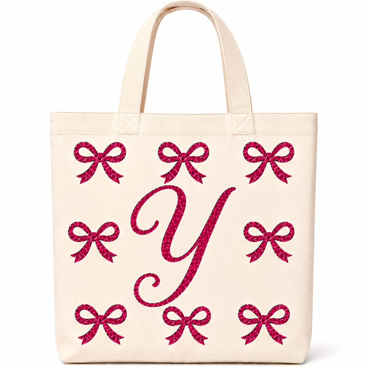 ✨ Day 5/177 🎉 Personalised Glitter Bow Initial Tote Bag! 🎀👜