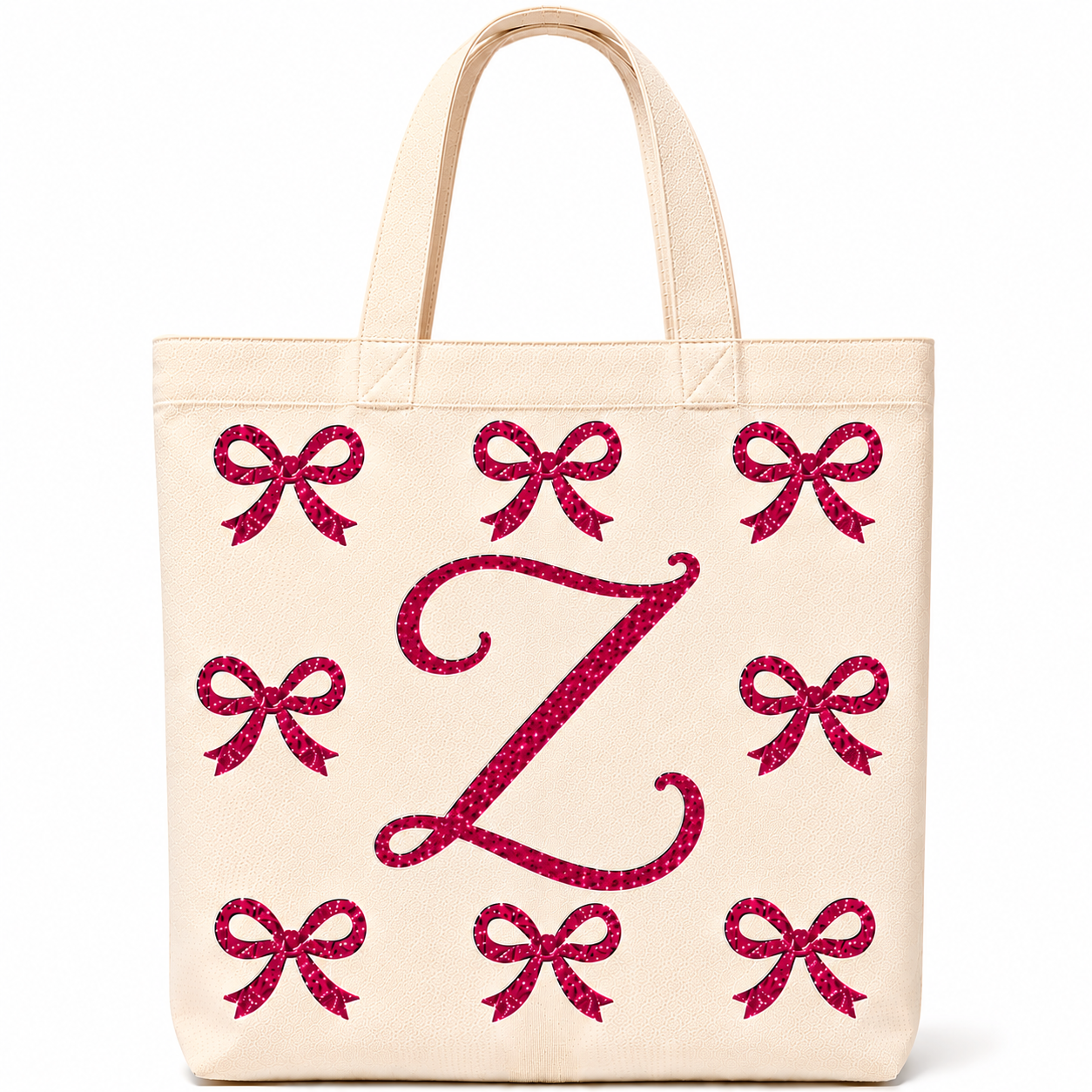 ✨ Day 5/177 🎉 Personalised Glitter Bow Initial Tote Bag! 🎀👜