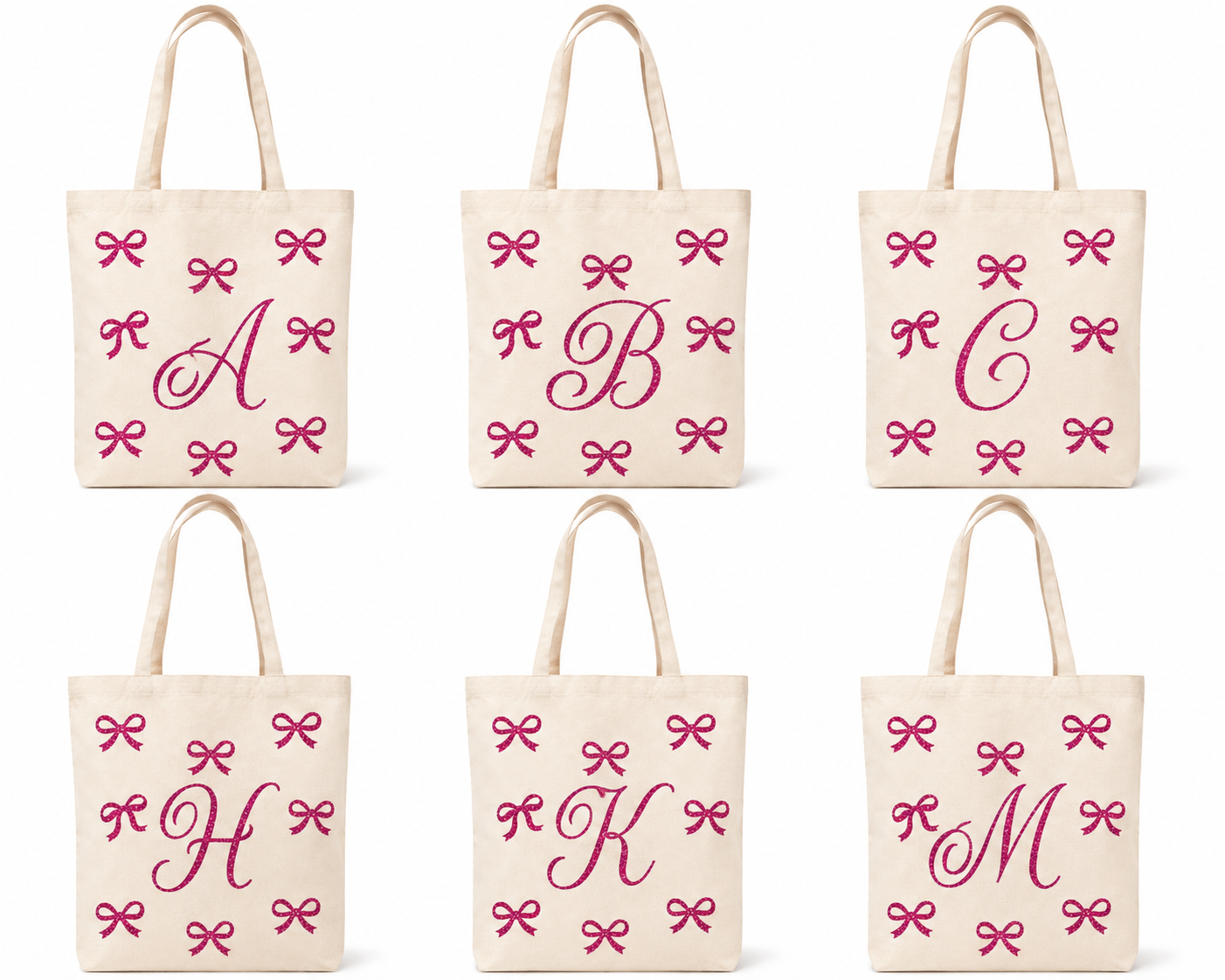 ✨ Day 5/177 🎉 Personalised Glitter Bow Initial Tote Bag! 🎀👜