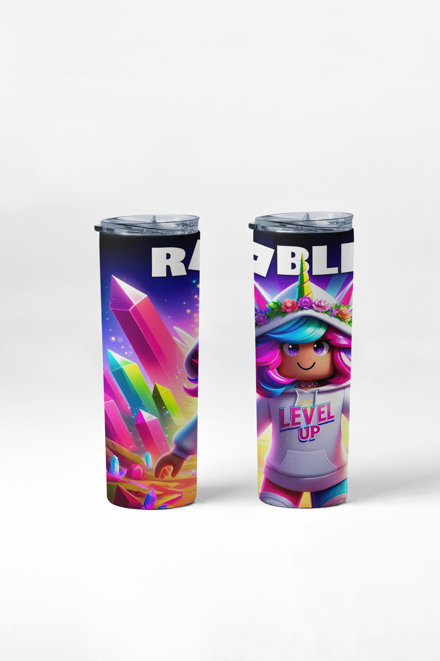 LK22Designs Girls gaming Roblox Inspired 600 ml stainless steel water bottle with straw and straw cleaner girls gaming, gift idea